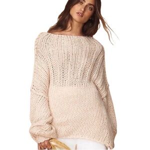 Free people be there pullover cream sweater knit size medium